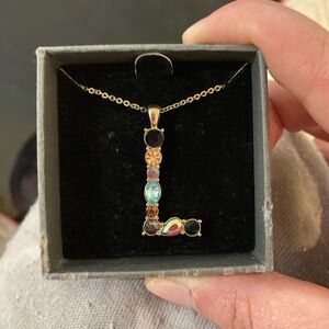 Gold-Tone Multicolor Letter L Pendant Necklace